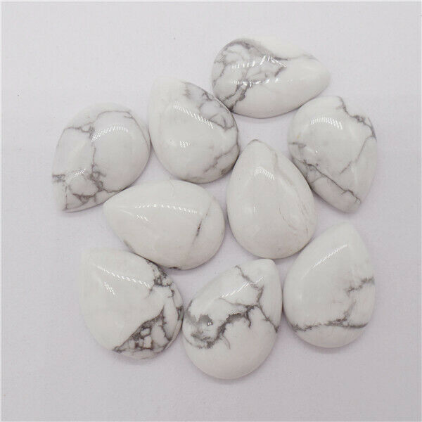 15Pcs 25x18x6mm Wholesale Natural White Howlite Teardrop Cab Cabochon DIY HH9667