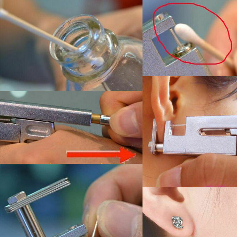 Steel Ear Nose Navel Body Piercing Gun With 98x Studs Tool Kit Professional F7