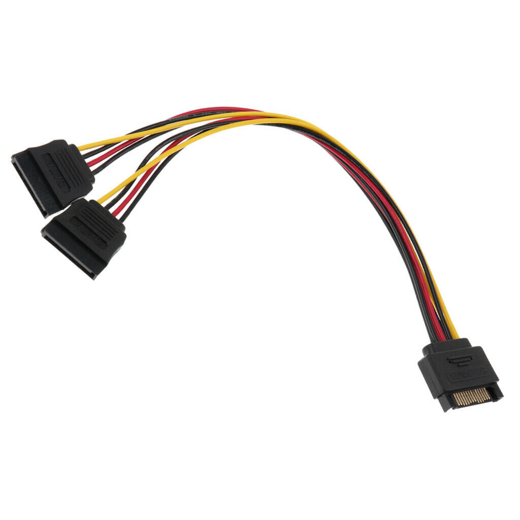 15 Pin SATA Male to Dual Female Power Adapter Extender Extension Cable