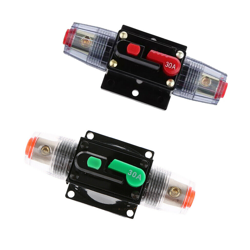 2x Integrated Circuit Breaker Fuse 30A Car Audio Bracket for Protection of