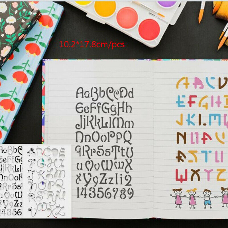 24pcs Alphabet Letters Drawing Template Stencil Painting Embossing ScrapbookBDA