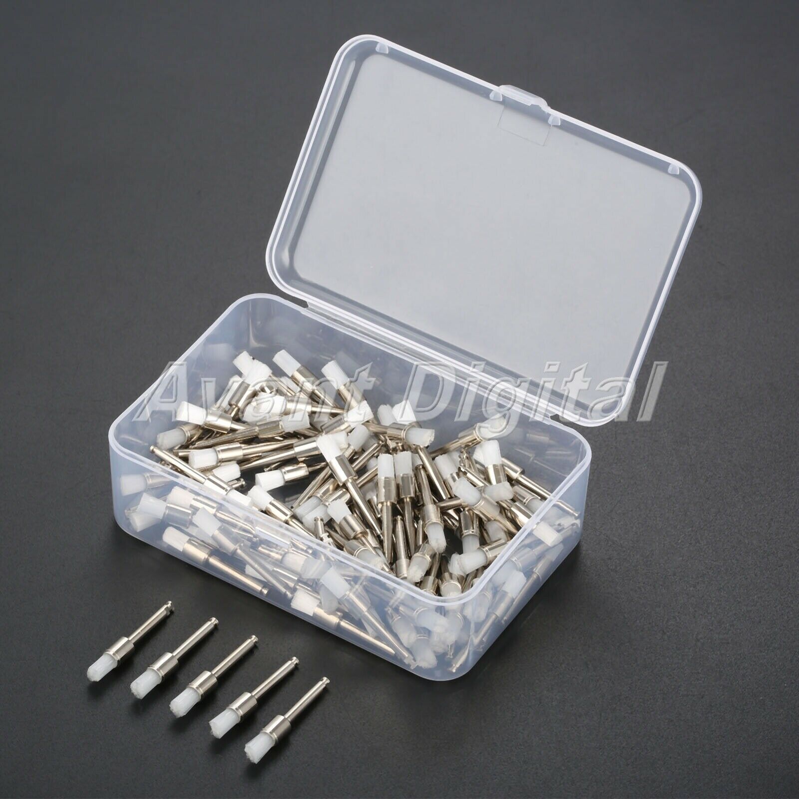 100pcs Lab Clinic Dental Prophy Brushes Polishing Flat Polisher White 2.6cm +Box