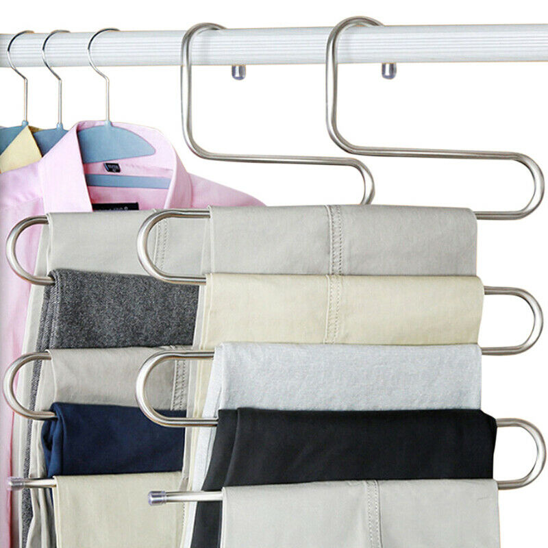 Multi-functional S-type stainless steel trouser rack traceless Non-slip storBDA