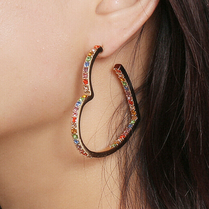 Fashion Crystal Rhinestone Heart Earrings Drop Dangle Earrings Women Jewe.l8