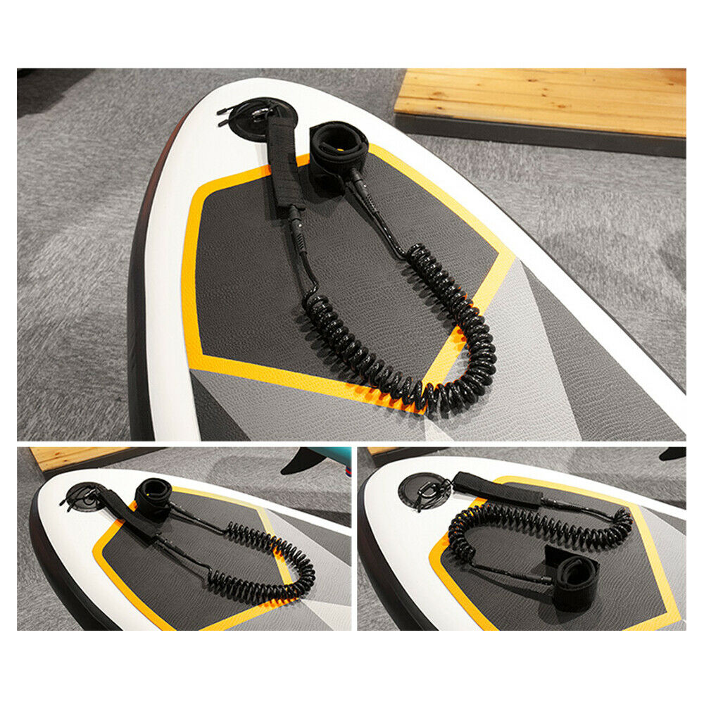 Surfboard Ankle Leash Rope Coiled Standing Paddle Board Safety Surfing - Black