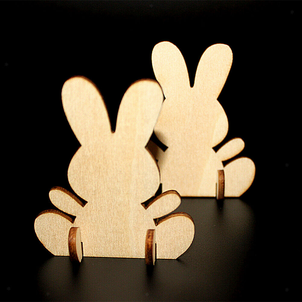 10 Free Standing MDF Wood Rabbit Bunny Shape Craft Scrapbook Unpaint 70mm