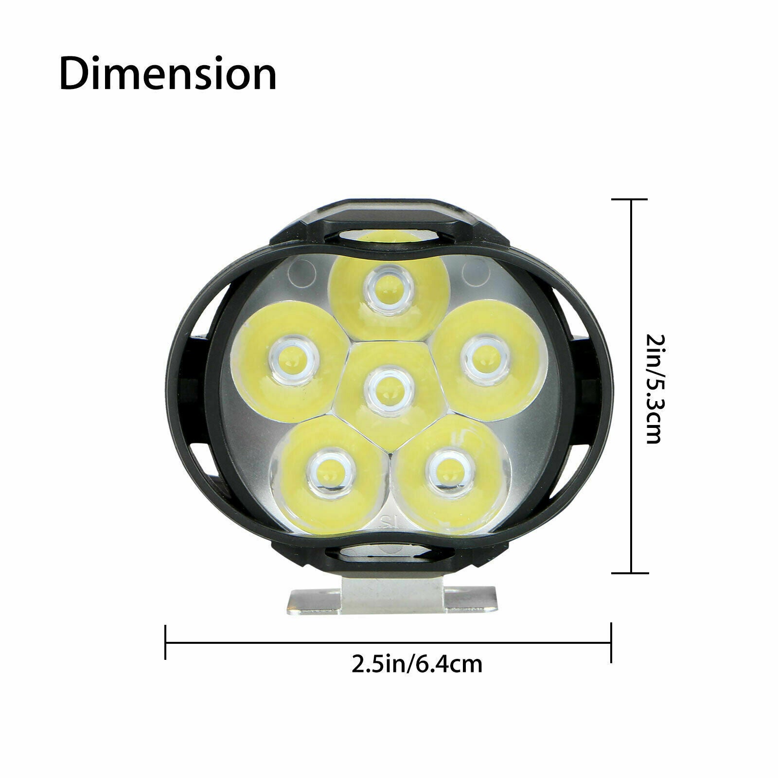 Car Motorcycle Headlight Spot Fog Lights 6 LED Front Head Lamp Waterproof