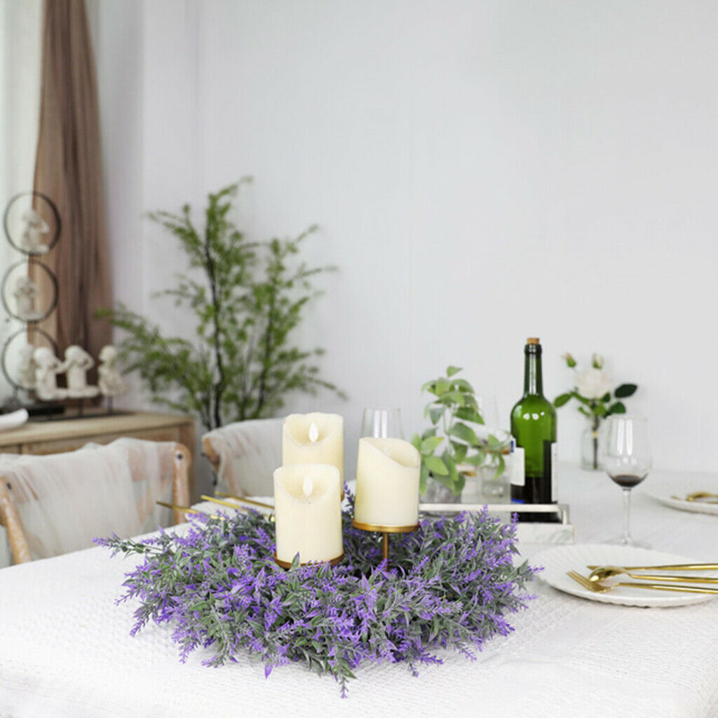 Artificial Lavender Wreath Flower Garland for Spring Summer Front Door Decors
