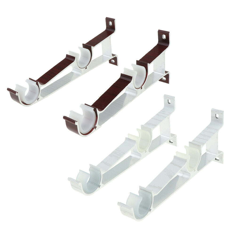 2 Set  Adjustable Sturdy Aluminium Alloy Drapery Curtain Rod Bracket Holder Suit