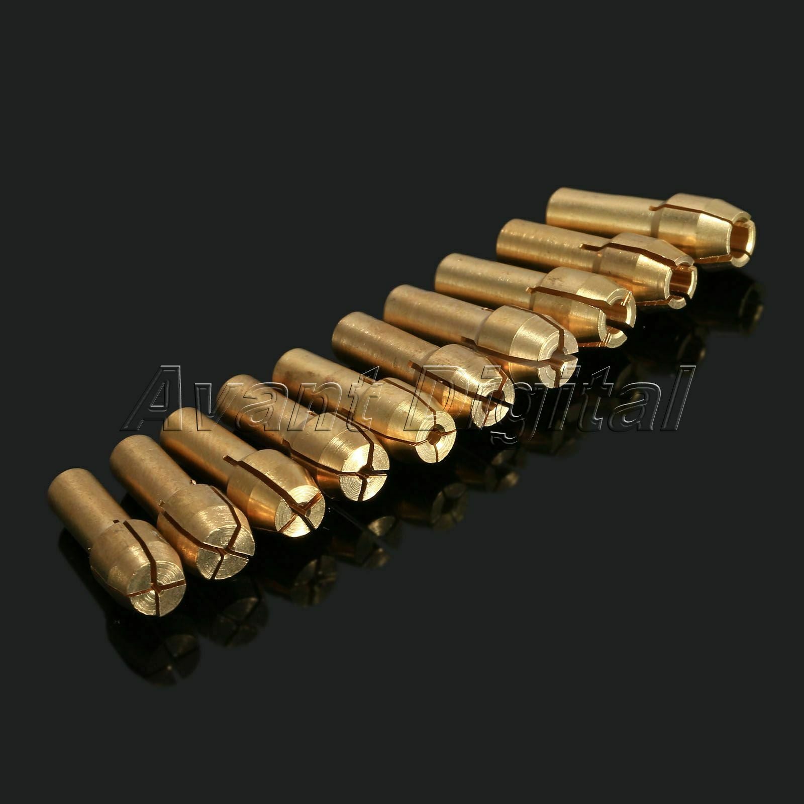 10 Sizes Brass Collet Adapter Nut Set for Power Rotary Tools Size 0.5-3.2mm