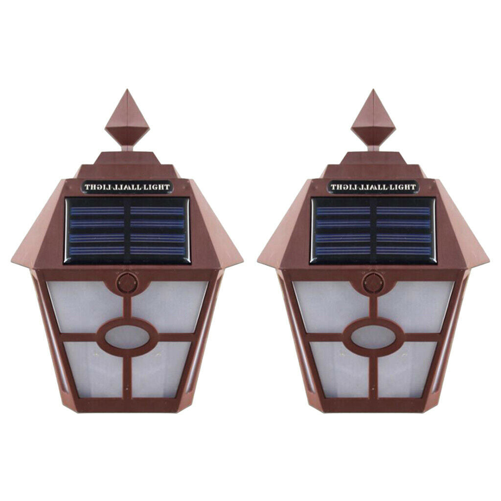 Set of 2 Solar IP65 Solar Powered Wall Lamps Waterproof Lights Backyard