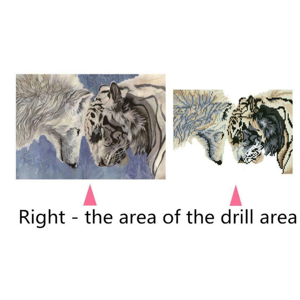 DIY 5D Diamond Painting Cross Stitch Kit Tiger and Wolf Picture Mosaic Crafts