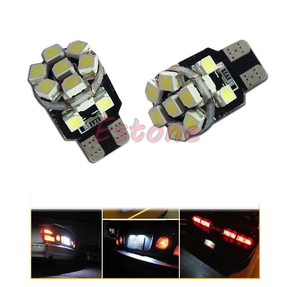 2x Xenon White T10 13-SMD LED 194 168 W5W 360° Bulb Car License Plate Light 12V