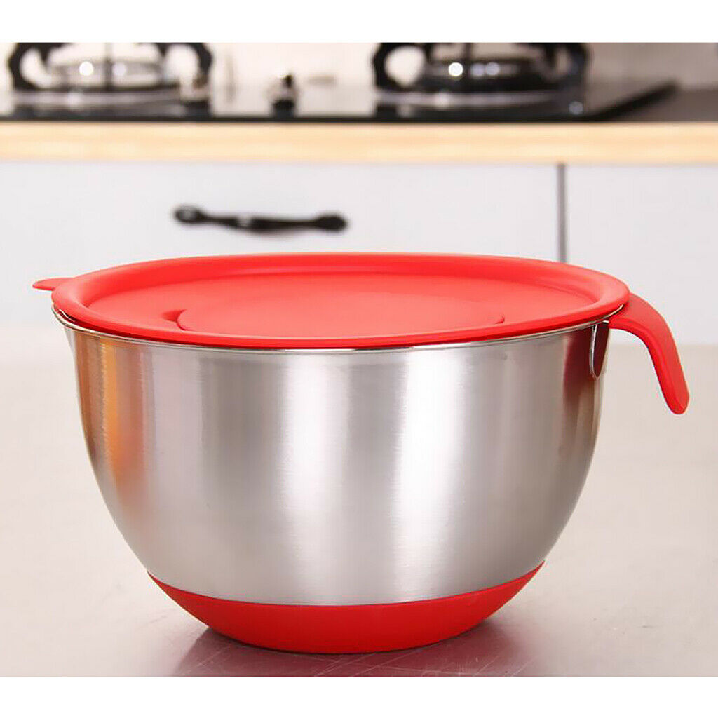 Mixing Bowls with Lid Stainless Steel Egg Whisk Mix Serving Storage 24cm