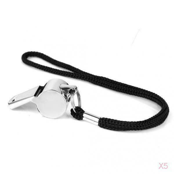 5x METAL Football/Soccer/Basketball REFEREE Sport Whistle w/ Free BLK LANDYARD