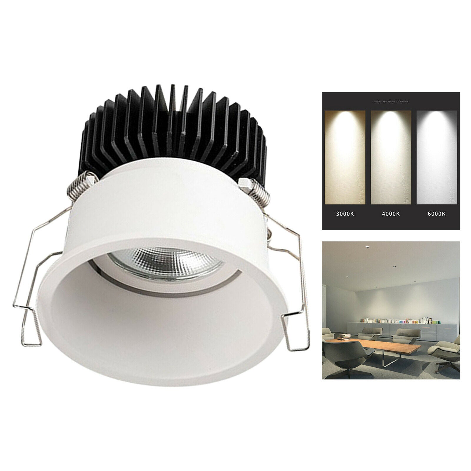 Aluminum LED Recessed Downlight 4000K Ceiling Light Office White_7W_75mm