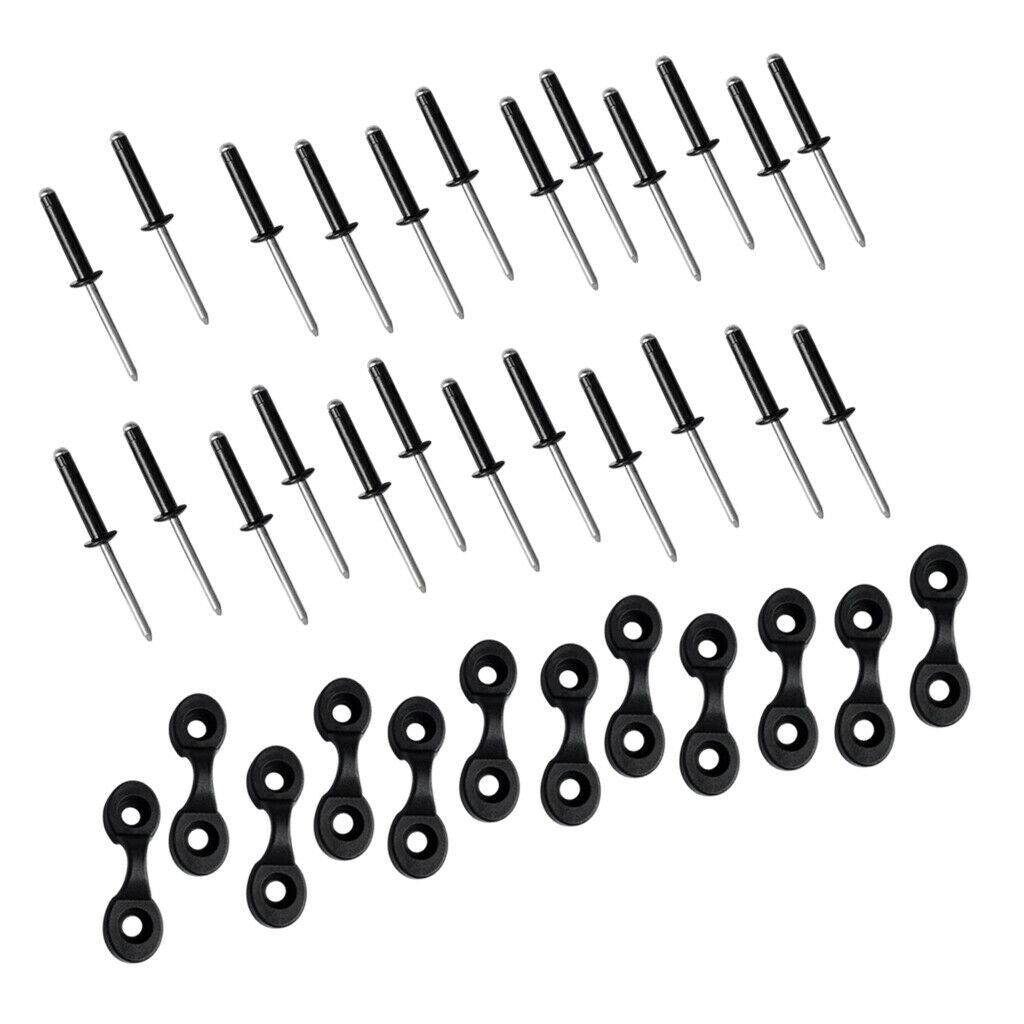 12 Kayak Pad Eyes & 24 Tri Rivets for Kayak Boat Fishing Rigging Bungee Kit