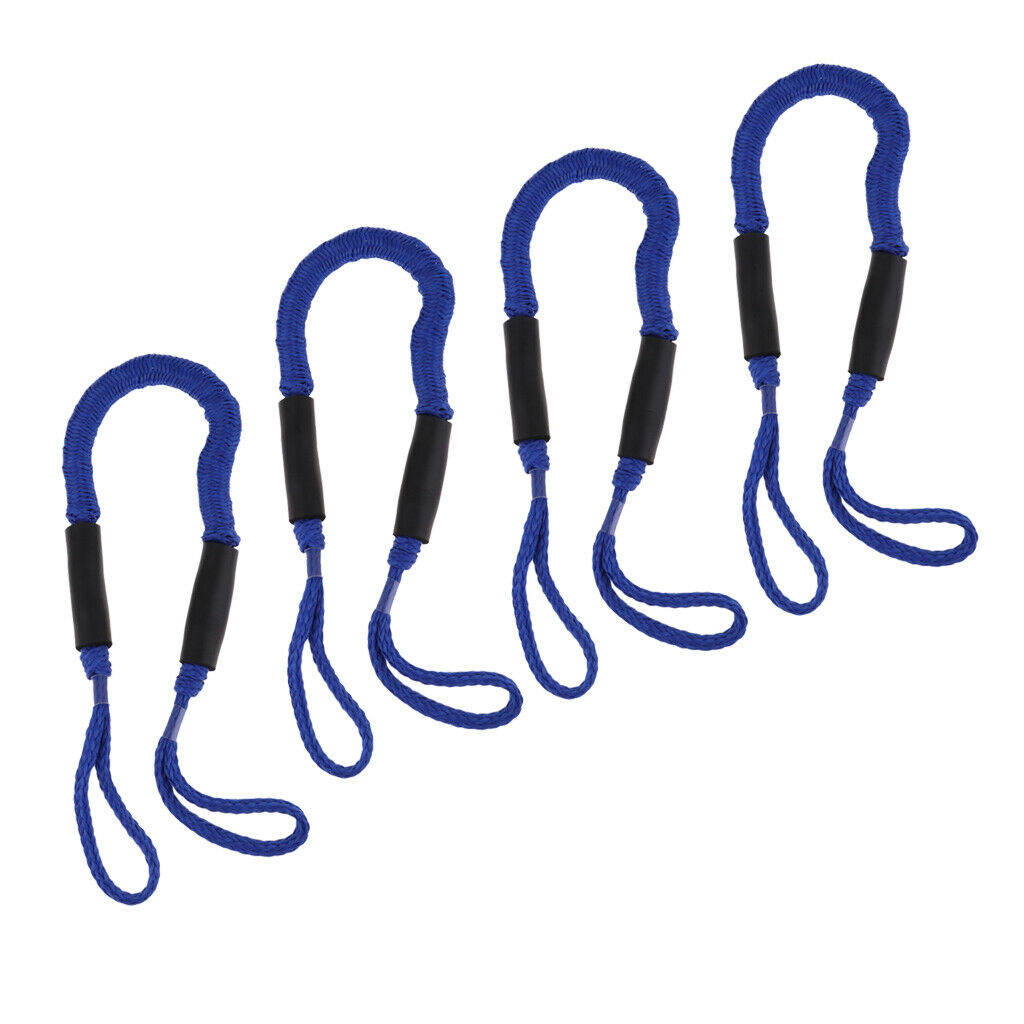 4pcs Lightweight Strength 5ft Nylon Boat Bungee Dock Line Mooring Cord
