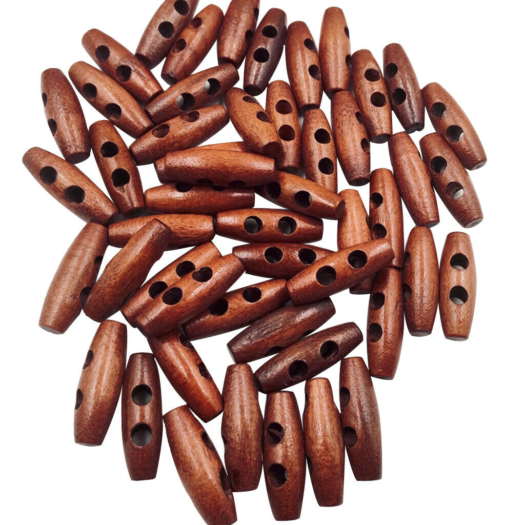 50Pcs Classic Olive DIY Wood Toggles Clothes Fasteners Decor Buttons Closure