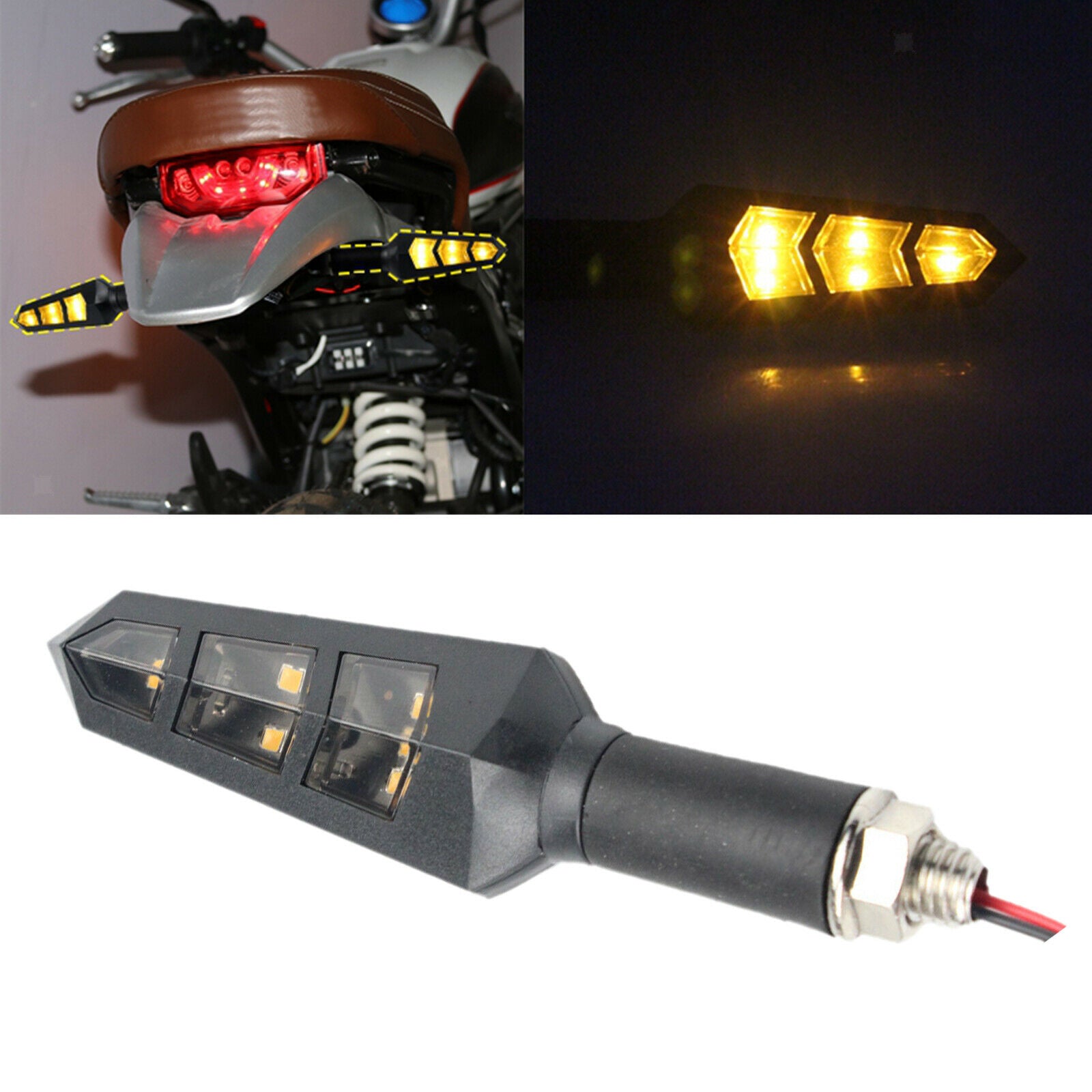 Turn Signal Lamp Amber 6 LED Turn Signal Light Lighting Accessory Black