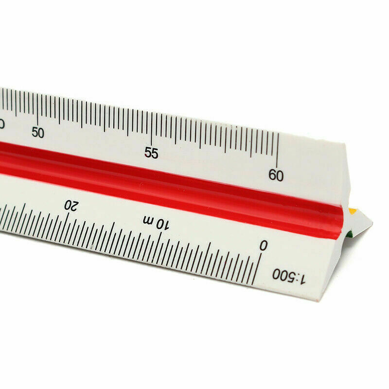 Triangular Metric Scale Ruler Engineer Tool 12.6'' Multicolor 30cm 1:100~1:500