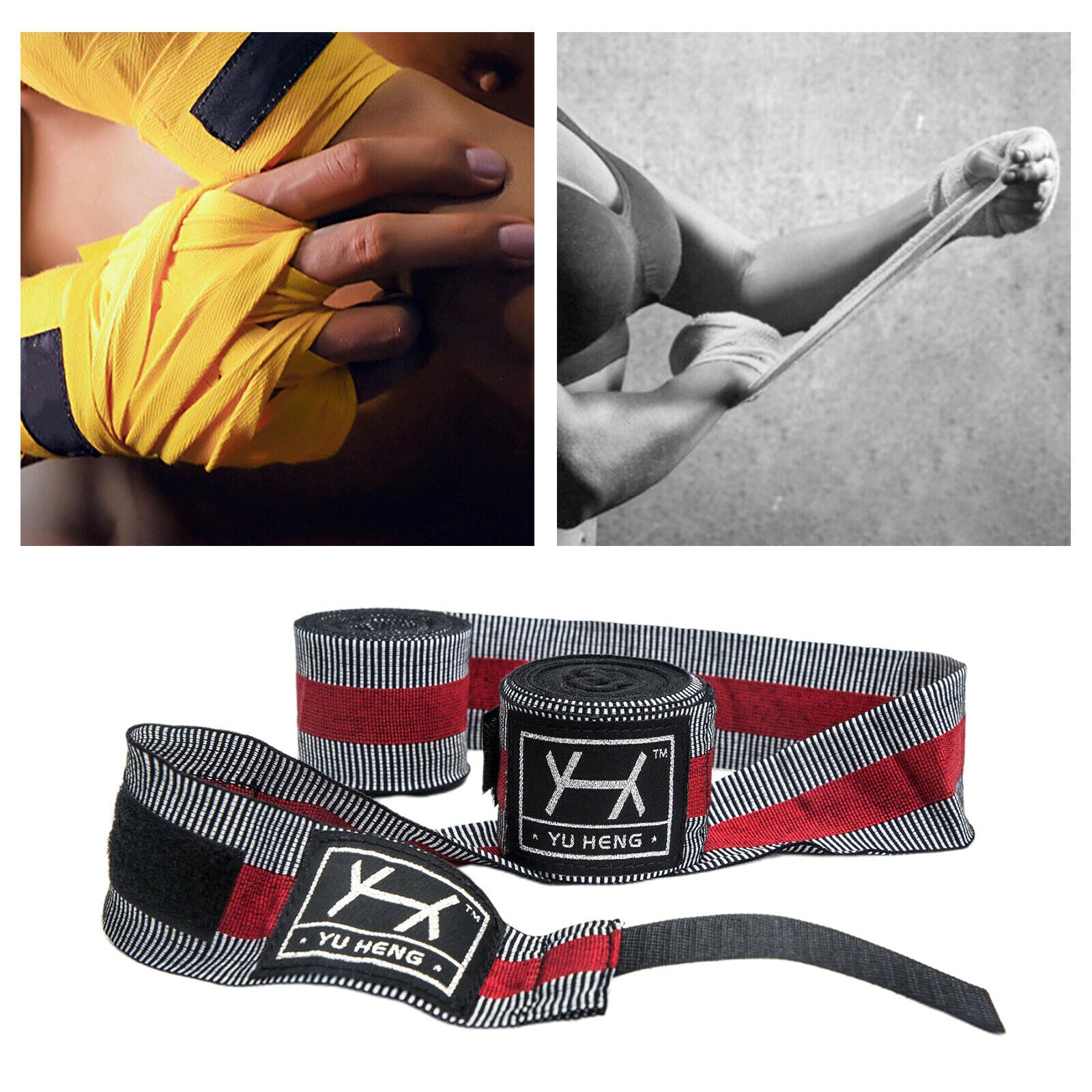 Boxing Hand Wraps Elastic Inner Gloves Kickboxing Bandages Bands Black