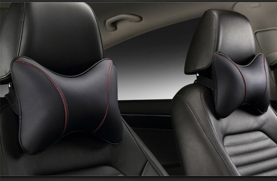 1x Car Wear-resistant PU Leather Car Headrest Breathe Seat Head Neck Rest Pillow