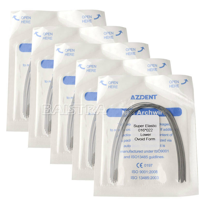 100X Dental Ortho Niti Arch Wires Rectangular 16X22 Lower Super Elastic Natural
