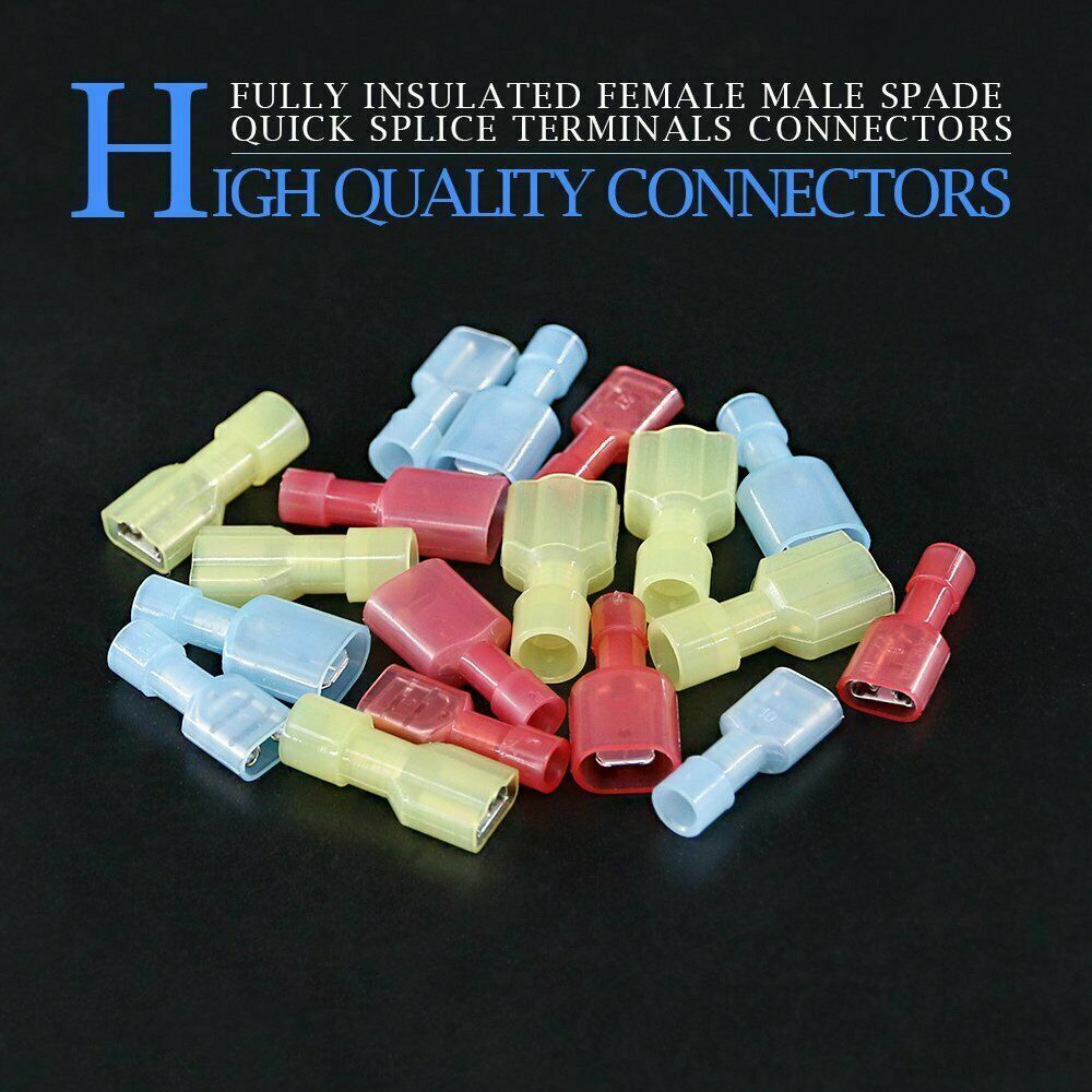 180x Nylon Insulated Spade 10-22 Gauge Female Male Wire  Connectors Terminal Kit