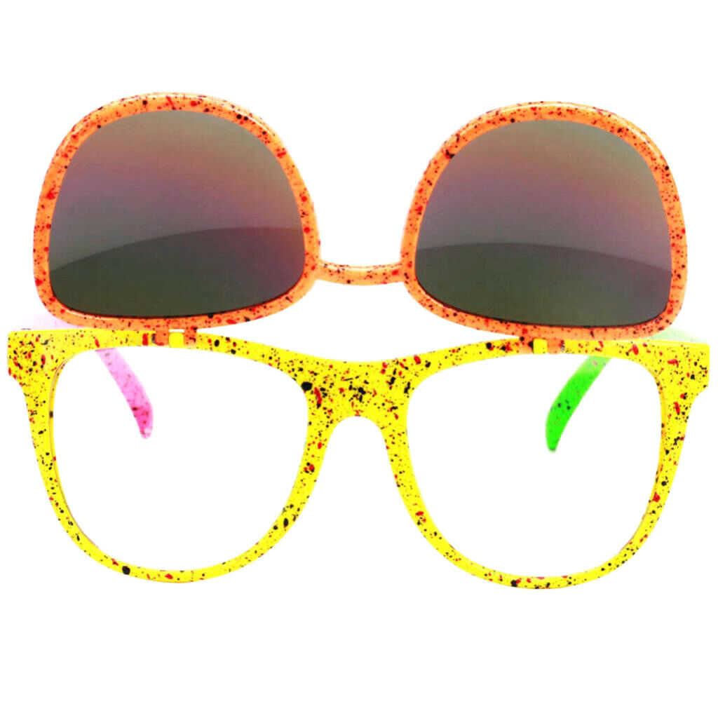 Flip up 80s Neon Sunglasses Halloween Funny Colorful Glasses Party