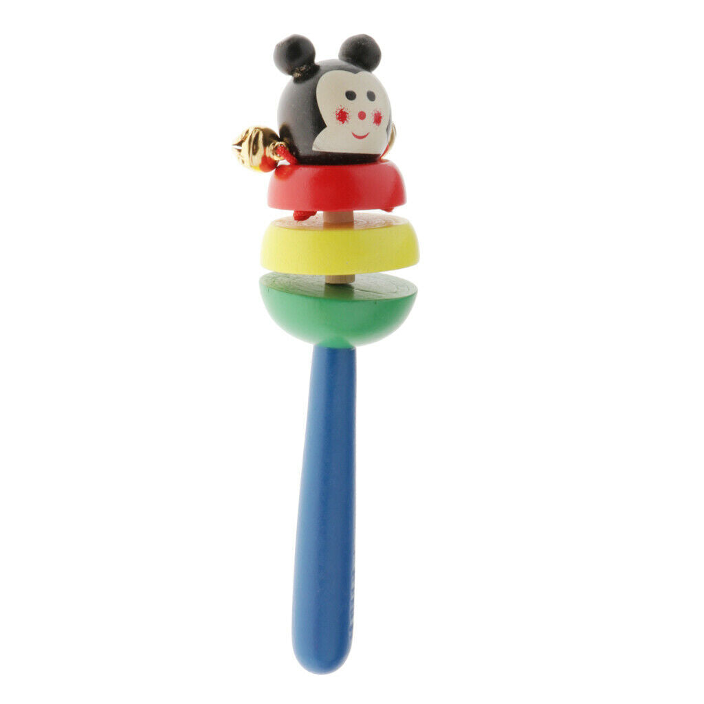 Wood Cute Baby Rattles Infant Shaking Toys Handbell Noise Maker Style Random