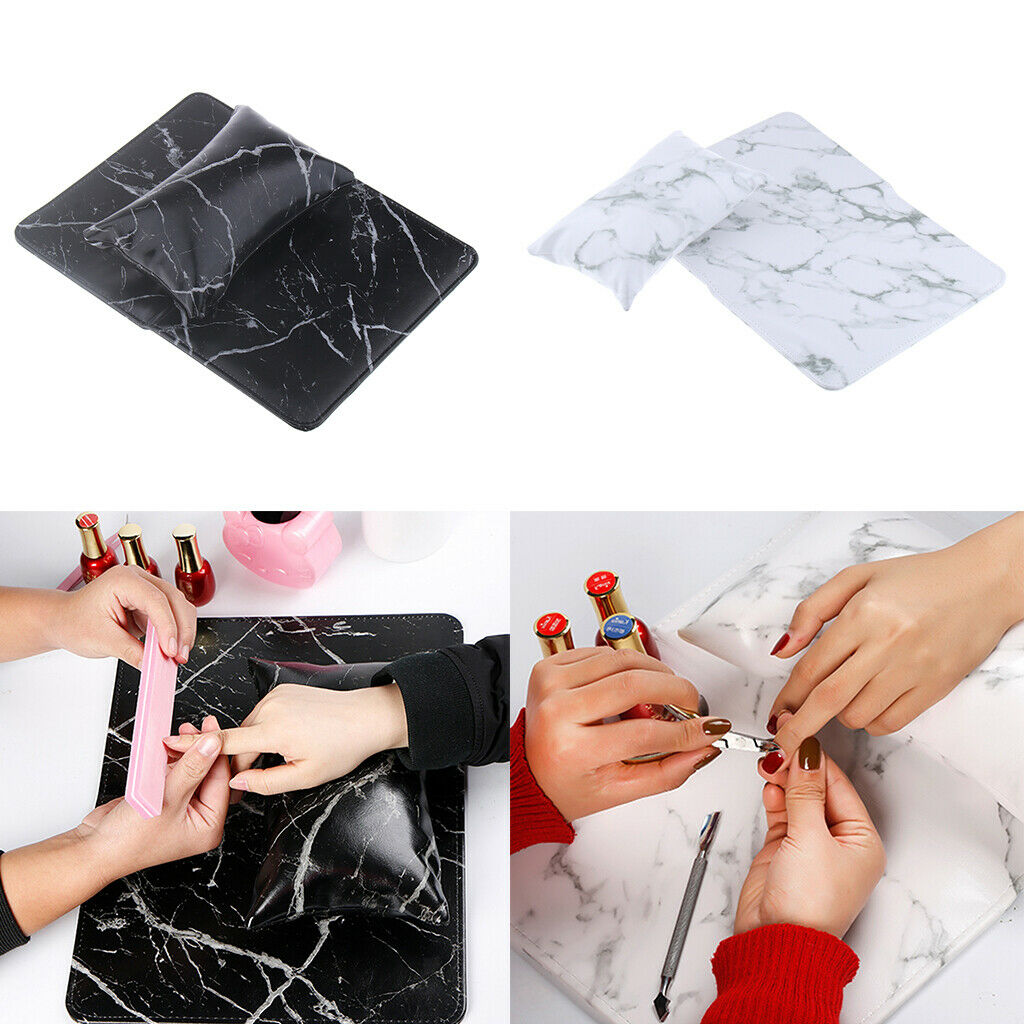 2x PU Leather Soft Hand Cushion Pillow Foldable Pad Nail Art Arm Rest Holder