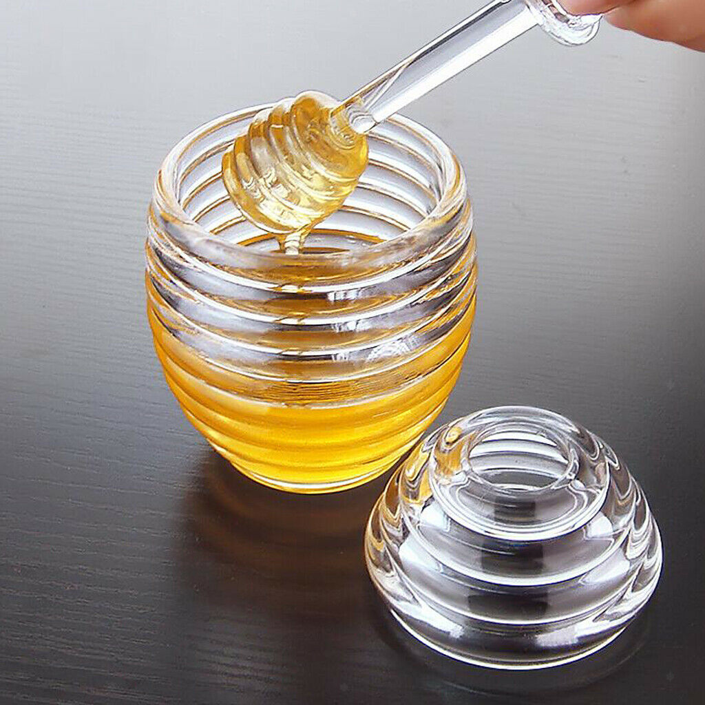 transparent honey jar with stir stick kitchen honey container