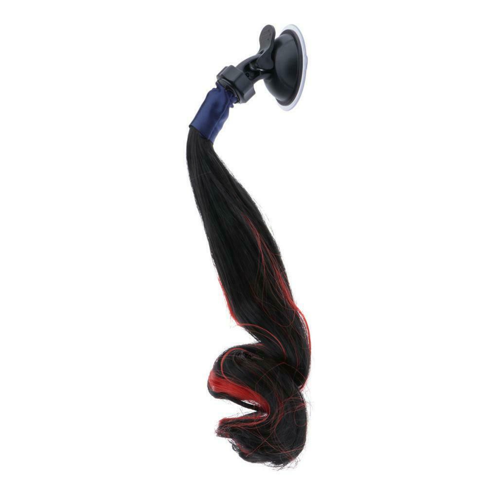 Helmet Braids Ponytail Motorcycle Helmet Curly Wig Black + Red