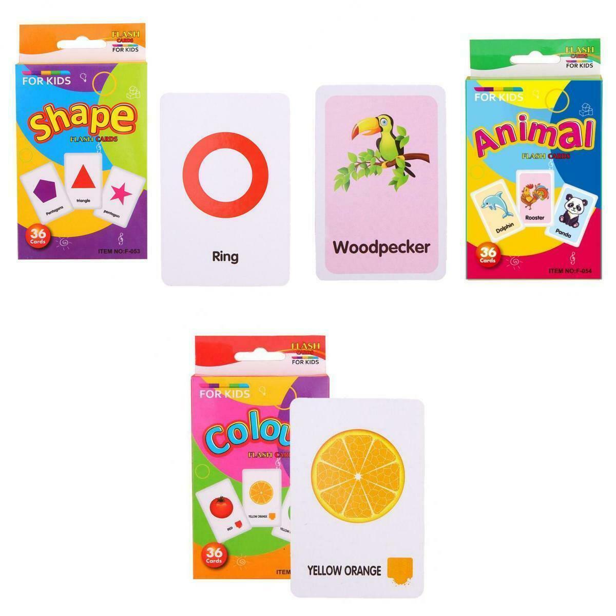 Color Shape &Animal Preschool Flashcards for Kids Letter Word Recognition,