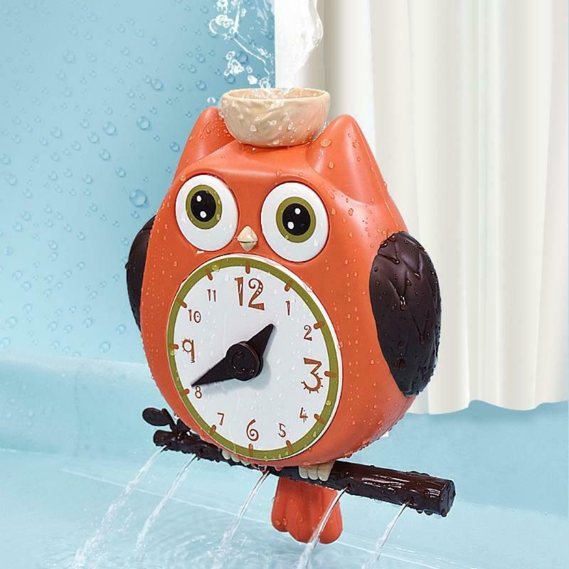 Rotatable Baby Bath Set Toys Owl Clock Cup for Infants Baby Boys