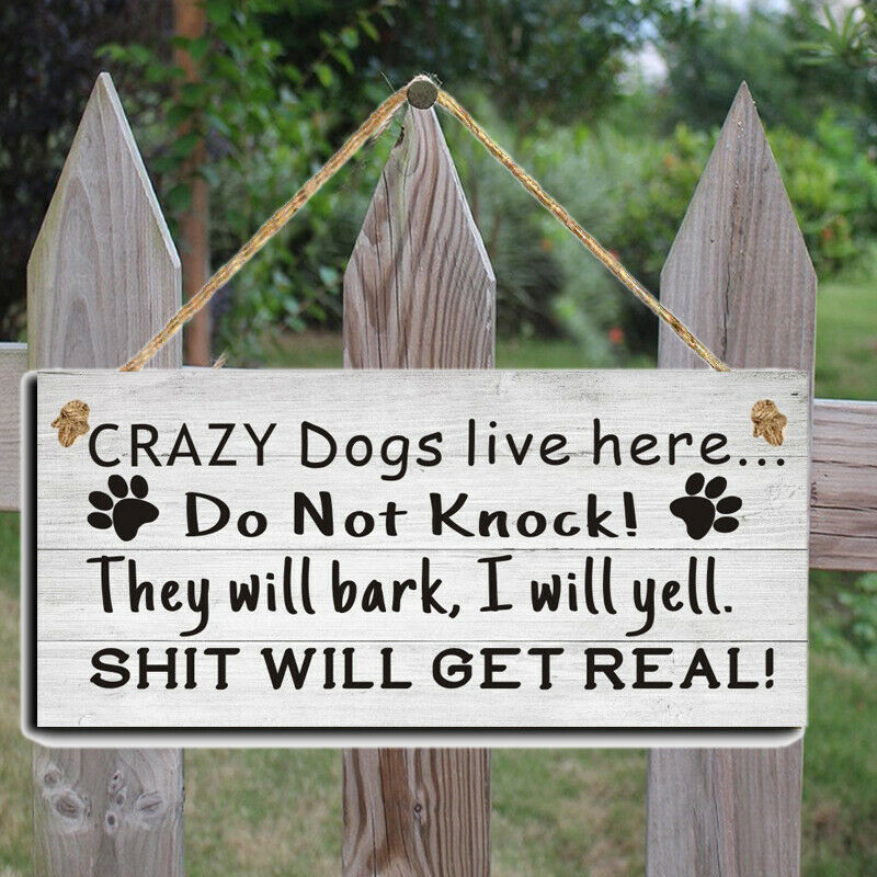 Dog Signs Wooden Hanging Plaque Gift Dog Lover Home Outdoor Decor 3.9"×7..l8