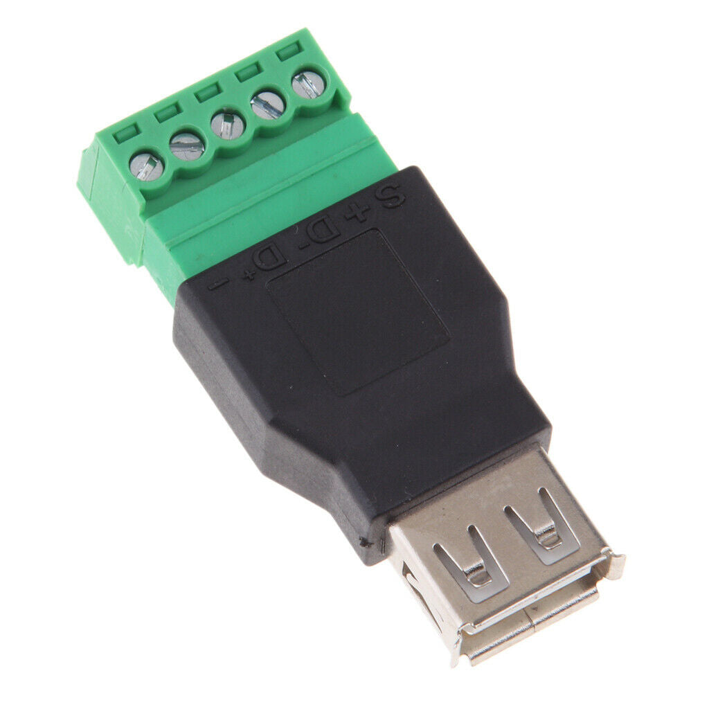 New USB 2.0 Type A Female to 5 Pin Screw Shield Terminal Plug Adapter Connector