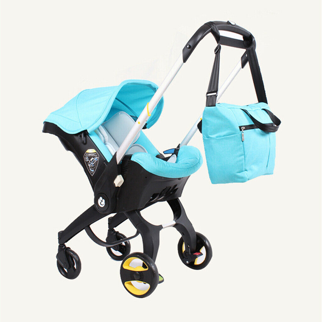 Multi-use Baby Carriage Bag Bottle Diaper Storage Mummy Bag Blue white