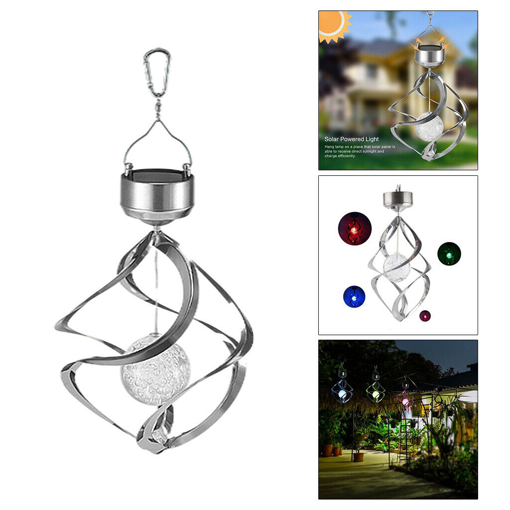 Solar Powered Wind Chimes LED Spinner Lamp Light Waterproof Holiday Decor