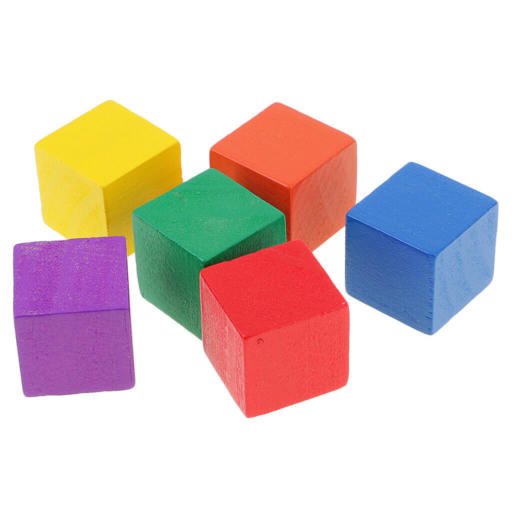 2X 100x Colored Wood Blocks Creative Games Color Cubes 0.78inch DIY Projects