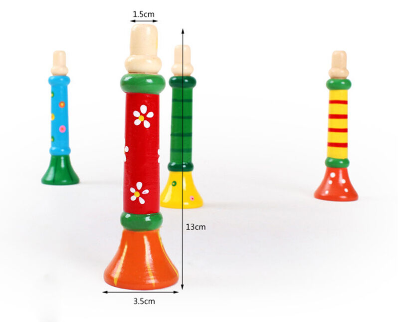 Hot Selling Baby Kid Wooden Musical Instrument Trumpet Hooter Bugle Suona .l8