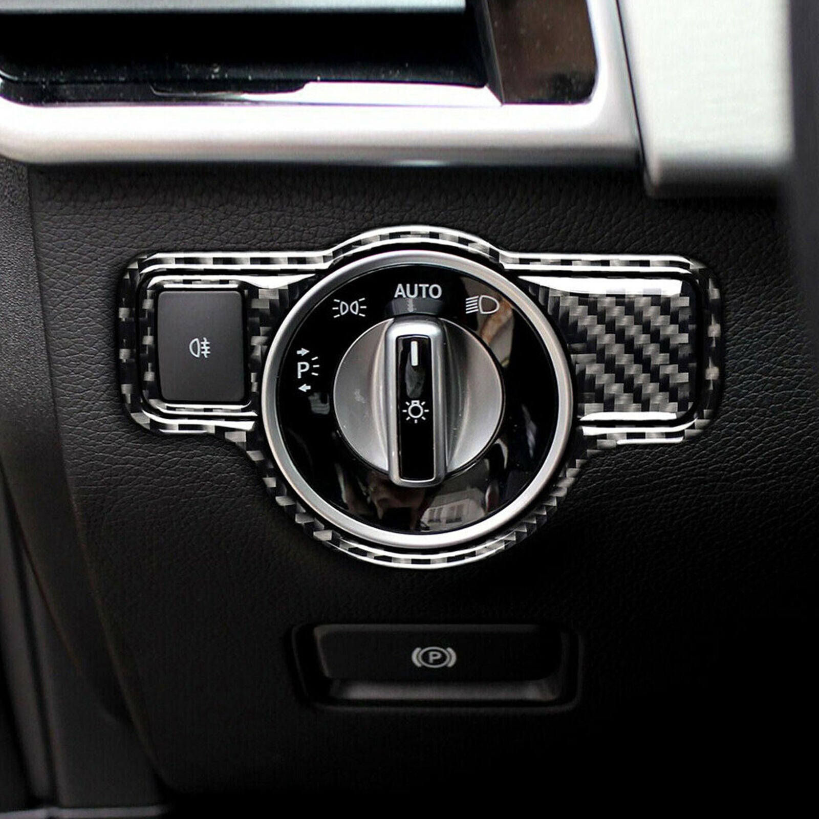 Carbon Fiber Headlight Switch Cover Trim For Mercedes-Benz A C E CLA GLA GLE GLK