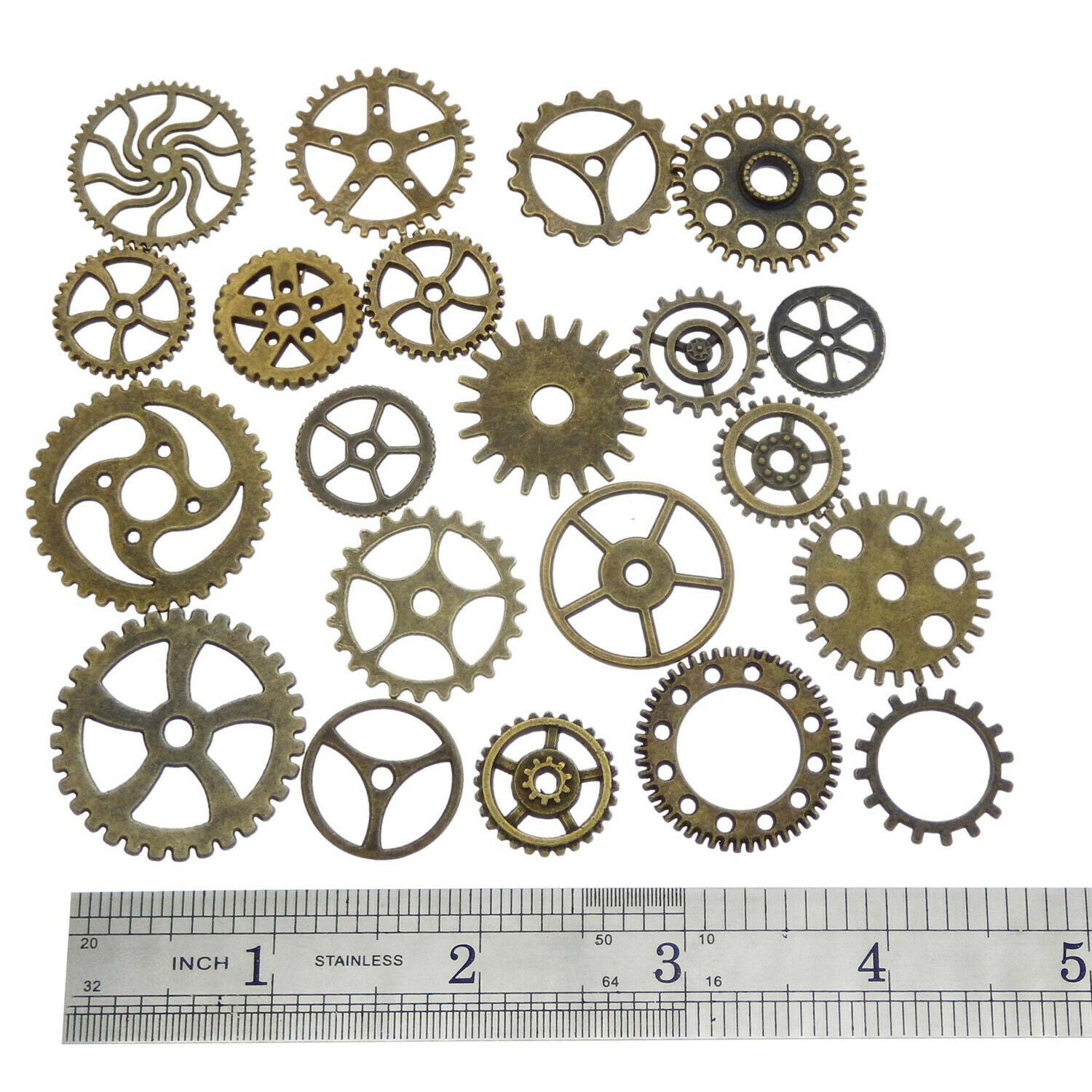 Antiqued Bronze Mixed Clock Steampunk Gear Pendant Charms 15mm 30mm 20pcs