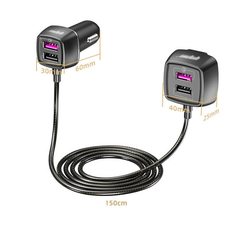 One for four Car Front and Rear QC3.0 Fast Charging Charger 4USB Port 5V 2.4A