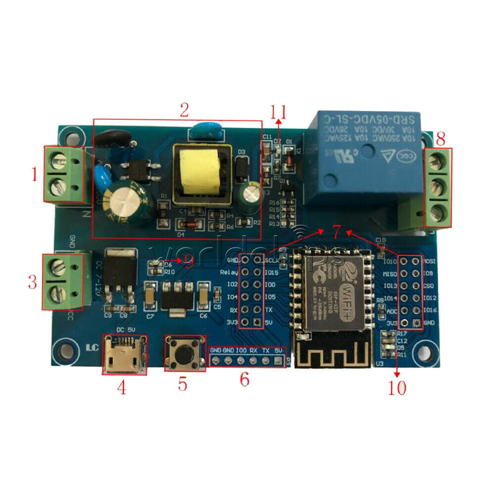 ESP8266 Power Supply WIFI Single-channel Relay Module ESP-12F Development Board