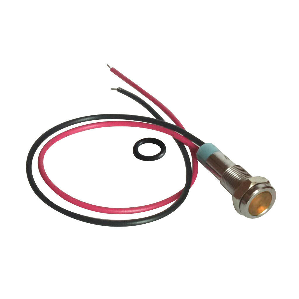 24V 6mm Signal Power Supply LED Metal Indicator Light Lamp Pre-Wired Yellow
