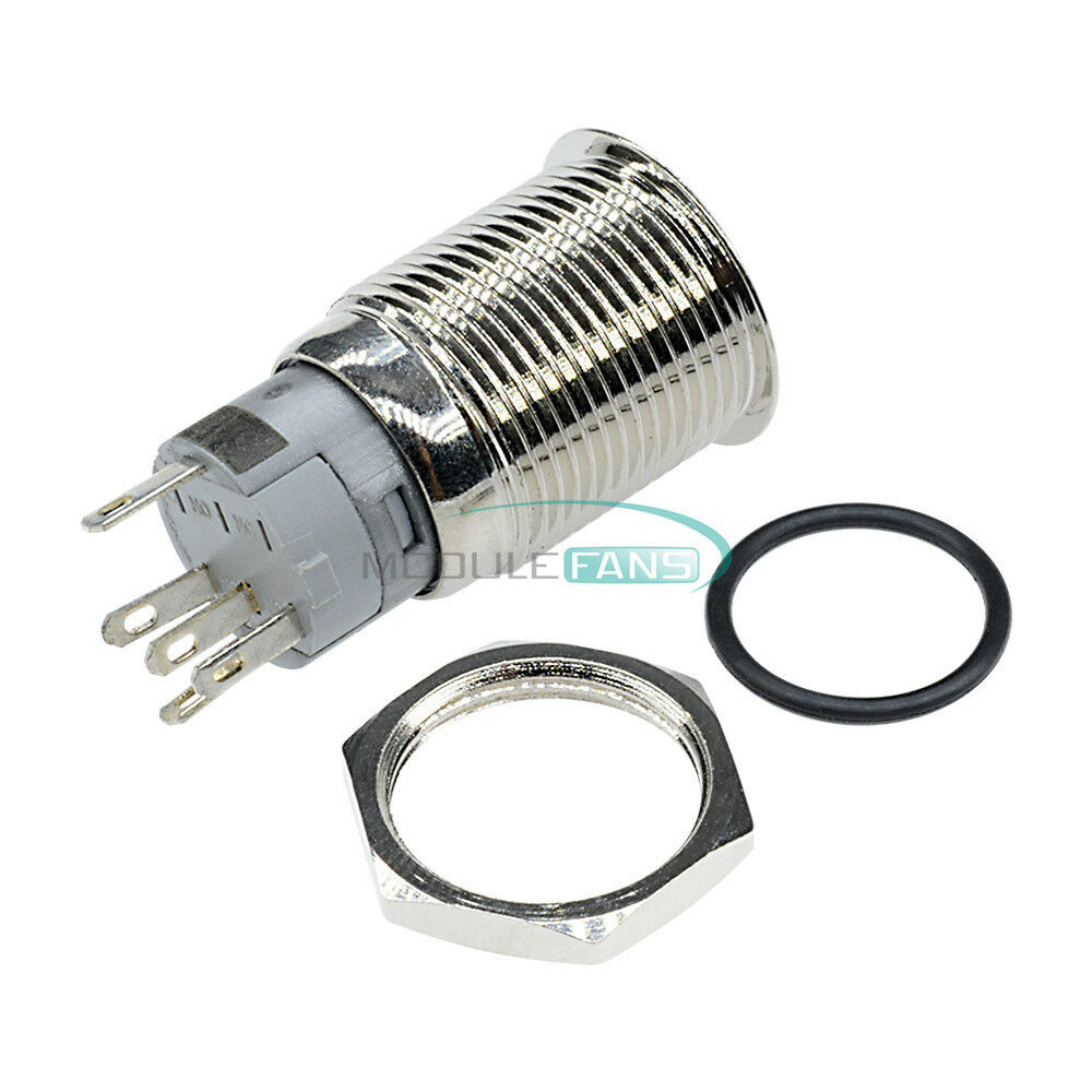 12V 5Pin 16mm DIY auto Push Power Button LED Angel Eye Push-buttons Metal MF