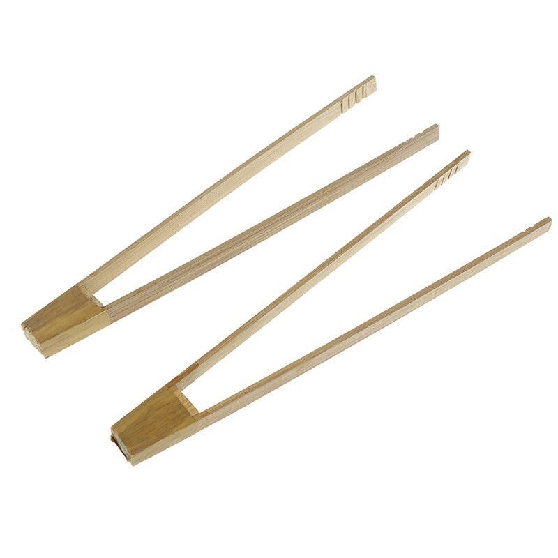 2pcs Bamboo Clip Cooking Kitchen Tongs Food BBQ Tool Steak Cake Wooden .l8
