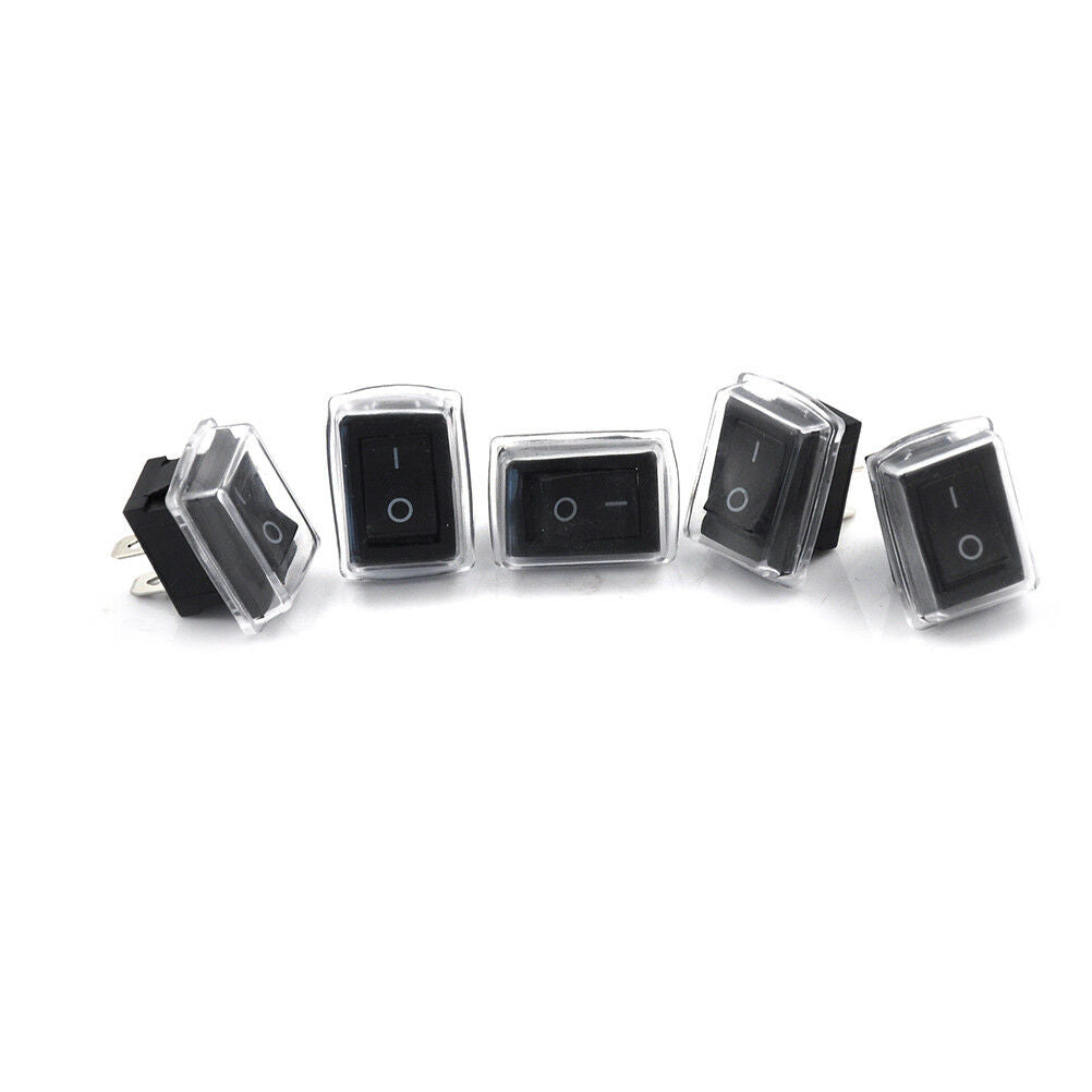 5Pcs 2 Pin On/Off Waterproof Rocker Switch+Cover Fit Car Dashboard Dash Bo.h Qx